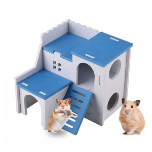 Shangrun Small Animal Hideout Hamster House Tare da Tsani Hawan Ban dariya