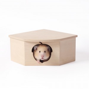 Shangrun Natural Wooden Hamster House Hideout Small Animals Habitat Exploring Toys