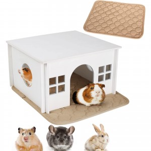 Shangrun Ventilated Wooden Hamster Hut Retro – White