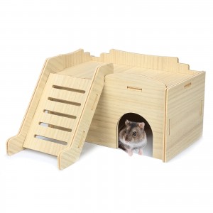 Shangrun Wooden Hamster House, Gerbil House With Climbing Ladder And Window