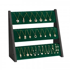 Shangrun stalak za organizator ogrlice sa zelenim somotom