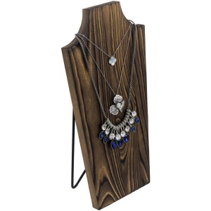 Shangrun Modern Rustic Burnt Solid Wood Countertop Necklace Holder