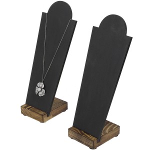 Shangrun Black Necklace Easel Stand With Detachable Rustic Burnt Solid Wood Base