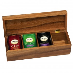 Shangrun Acacia Wood Tea Box With 4 Sections