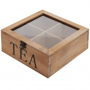 Shangrun փայտե թեյի կրծքավանդակի տուփ 4 խցիկով թեյի տոպրակների համար