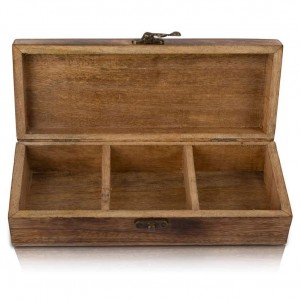 Shangrun Decorative Wooden Tea Box Storage Chest Organizer Container Holder Rack With 3 Large Storage Compartments