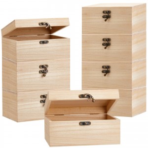 Shangrun Unfinished Wood Box Unpainted Plain Wooden Jewelry Box