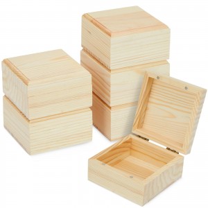 Caixas de madeira inacabadas Shangrun com tampas articuladas