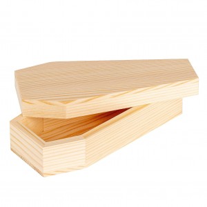 Shangrun Small Unfinished Wood Coffin Shaped Boxes For Diy Crafts Halloween Decorations
