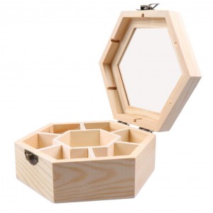 Shangrun Wooden Wood Treasure Box Jewelry Box Diy Hexagon Shape Jewelry Organizer