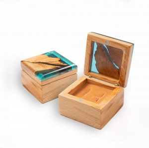 Shangrun Wedding Wooden Box With Epoxy Resin Ring Holder Jewelry Box Storage Box