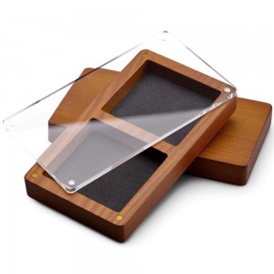 Shanrun Holz-Schmuck-Display-Tablett mit 2 Gittern, hochwertige Mikrofaser-Innenraum-Schmuck-Organizer-Box