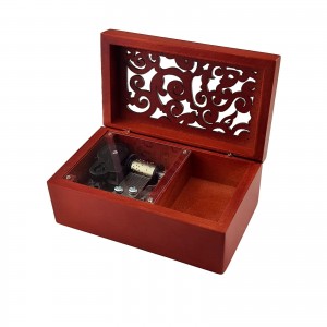 Shangrun 18 Note Antique Engraved Hand Crank Wooden Musical Box