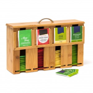 Shangrun Bamboo Dispenser, Standing Tea Box With Lid And Handle