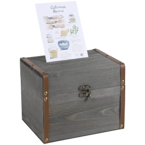 Shangrun Rustic Burnt Wood Recipe Card Box With Divider
