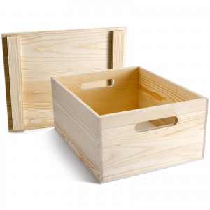 Caixa de almacenamento de madeira Shangrun 15 x 12 x 7 polgadas Caixa de madeira de piñeiro