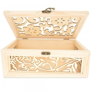 Shangrun Unfinished Carved Wooden Jewelry Or Storage Trinket Gift Box