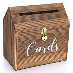 Shangrun Wooden Wedding Card Box With Slot Decorative Wishing Card Holder Box