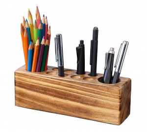 Shangrun Rustic Wooden Pencil Holder For Desk