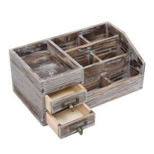 Shangrun Wooden Desktop Organîzator Supplies Ofîsa Brown Tabletop Storage