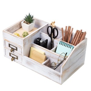 Shangrun Wooden Office Desktop Organizer Wood Shelf Tabletop Home Organizer Storage