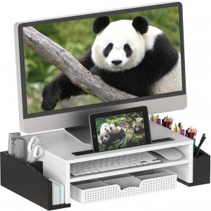 Shangrun Office organiza la canalización vertical del soporte del monitor del escritorio de los electrodomésticos con la bandeja ajustable del organizador