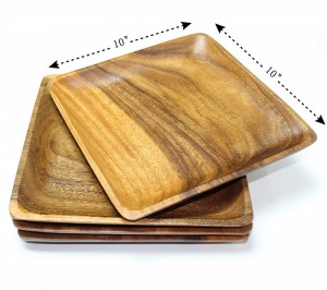 Shangrun 10”Square Acacia Wooden Dining Plates