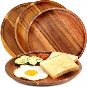 Shangrun 11-il pulzier Round Wood Plates Set Of 4