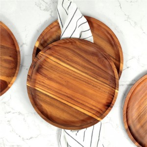 Комплект от 4 кръгли дървени чинии Shangrun 11 инча
