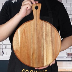 Shangrun 16″ L X 12″ W Round Acacia Wooden Cutting Board