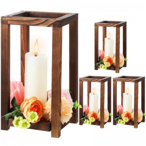 Shangrun 4 portavelas decorativos de madera para bodas