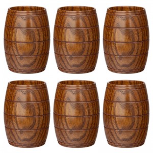 Shangrun 6 Pieces ໄມ້ Barrel ຮູບ Mug ເບຍ