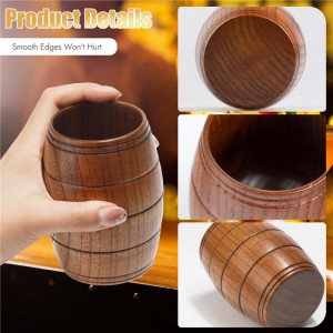 Shangrun 6 Pieces Wooden Barrel Shaped Beer Mug