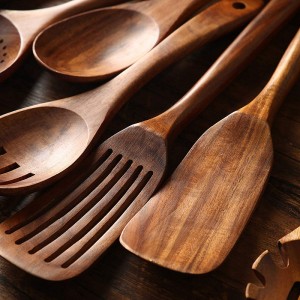 Shangrun 7-Piece Natural Teak Wood Cooking Utensil