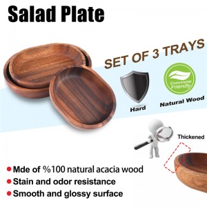 Shangrun Acacia Wooden Oval Salad Bowl Set Of 3