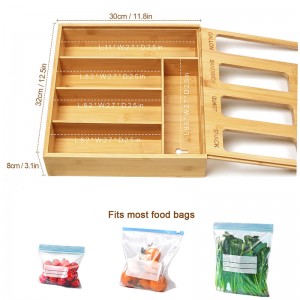 Shangrun Bamboo Ziplock Bag Storage Organizer