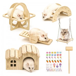 Shangrun Hamster House "Pasidaryk pats" medinis gerbilų žaislas