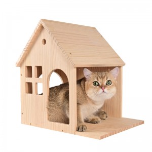 Shangrun multifunktionell träkattklättringsstativ Cat House