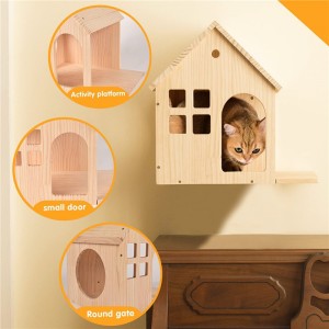 Shangrun Πολυλειτουργικό Ξύλινο Σπίτι Γάτας με πλαίσιο αναρρίχησης για γάτες