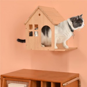Shangrun – cadre d'escalade multifonctionnel en bois pour chat, maison pour chat