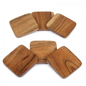 Set de 6 suporturi pătrate din lemn de salcâm Shangrun