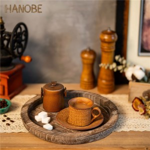 Shangrun Turntable Rustic Wooden Serving Tray