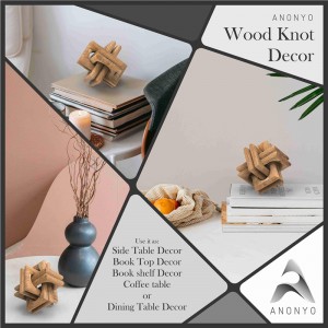 Shangrun Wood Knot Decor Latabatra fidirana Boho Shelf Decor 6 Rohy Interlock Coffee Table Decor