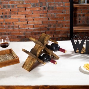 قفسه شراب چوبی قهوه ای روستیک 4 بطری شانگرون