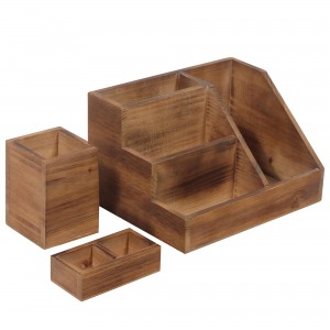 Shangrun 3 részes rusztikus, fából készült asztali rendszerező készlet
