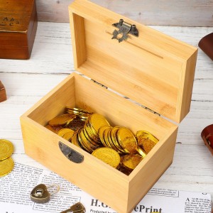 Shangrun Vintage Treasure Chest Storage Box Wooden Piggy Bank