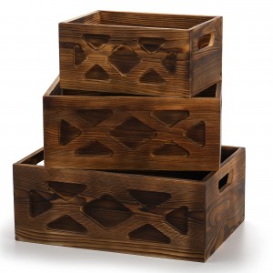 Shangrun Set sa 3 Nesting Wooden Crates