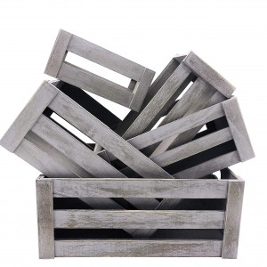 Shangrun Set fan 5 Vintage Rustic White Grey Wood Dekorative Nesting Storage Crates mei iepen hânfetten