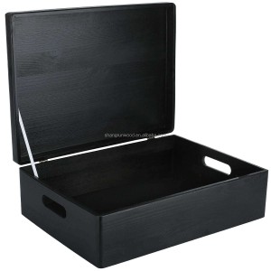 Shangrun Display Black Wooden Tea Box Packaging Box Wooden Storage Box