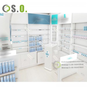 Professional Design Medical Shop Racks Wooden Pharmacy Shelves Furniture For Pharmacy